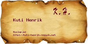 Kuti Henrik névjegykártya